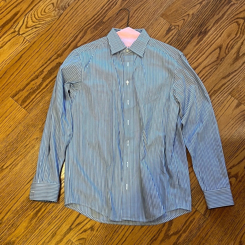 Ike Behar Boy’s Blue Striped Button Down Shirt Size 16